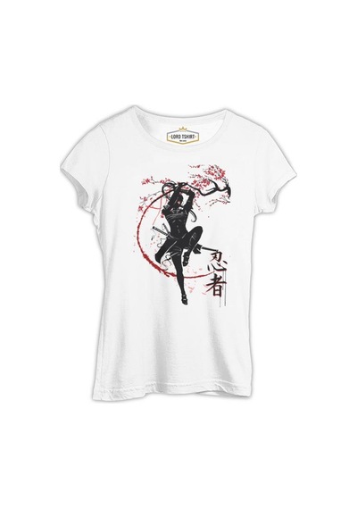 Japon Savaşçı - Rüzgar Beyaz Kadın Tshirt 001