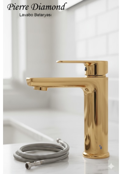 5512-1 Lavabo Bataryası Sabit Banyo Lavabosu Musluğu Musluk Armatür Beyaz Siyah Gold Krom Renkler Gold