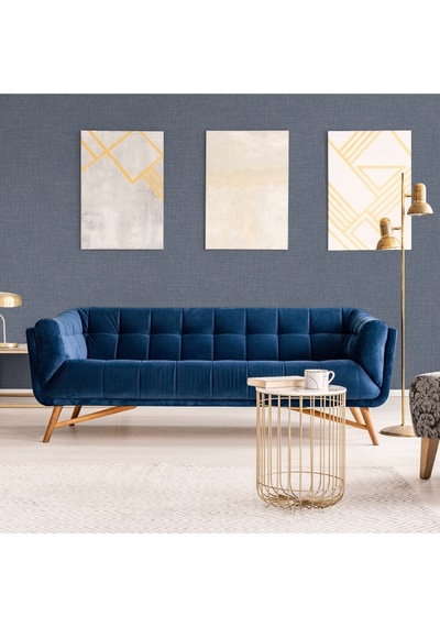 Adawall Muse Koleksiyonu- 25104-9 Füme Mavi Keten Efektli Modern Duvar Kağıdı 1.06x15.6m, 16.5m²