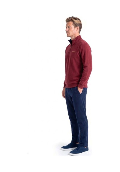 Pierre Cardin 6116 Erkek Uzun Kollu Quarter Zip Eşofman Takımı-bordo