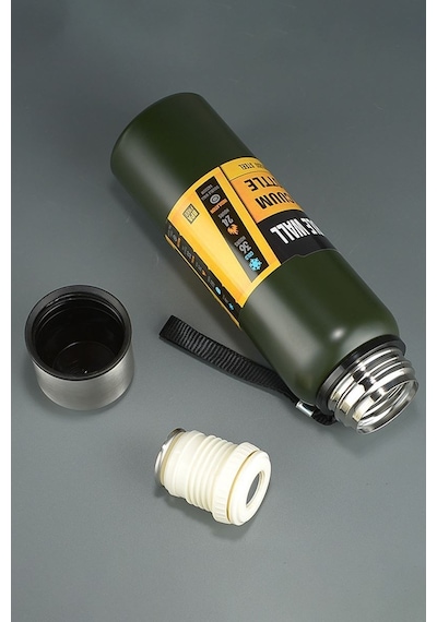304 L Çelik 1000 Ml Yeşil Kamp Piknik Termos Cin492ys Yeşil