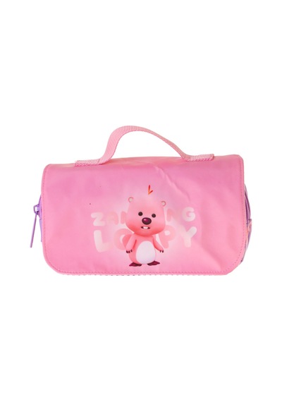 Kaukko Kids Taşıma Askılı Kız Çocuk Loopy Baskılı Şık Kalem Çantası Lila - Pembe - L5305 Çok Renkli