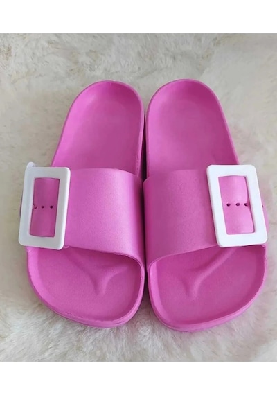 Gezer Kaymaz Taban Kadın Terlik Tokalı Pembe Pembe