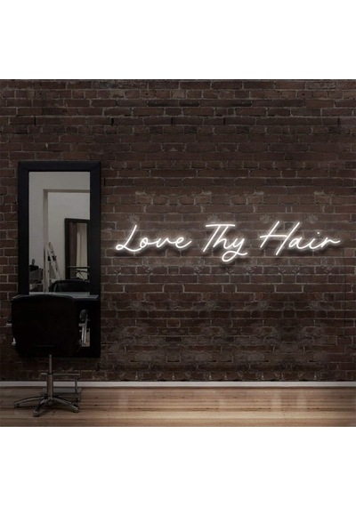 Love Thy Hair Yazılı Neon Tabela Beyaz