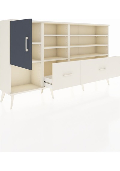 Arges Konsol 8 Raflı 2 Çekmeceli Tek Kapaklı 176x30x99 Aytaşı-antrasit/aytaşı Antrasıt/aytası - Aytası