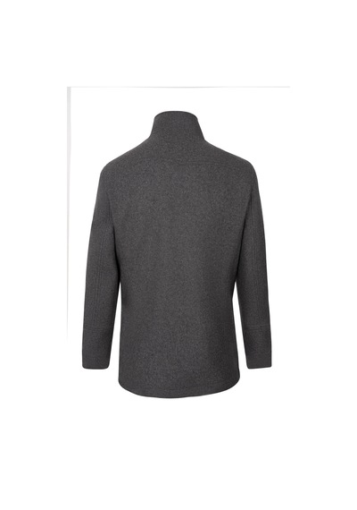 Hatemoğlu Antrasit Slim Fit Kruvaze Kaşe Kaban