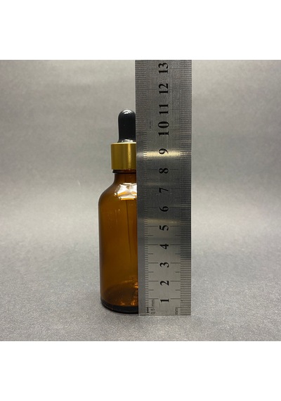 Amber Cam Damlalıklı Şişe Gold Metalik Kapak Kahverengi 50 ML