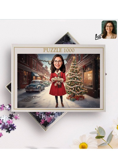 Bk Gift Kişiye Özel Kadın Yılbaşı Karikatür Tasarımlı 1000 Parça Profesyonel Puzzle-2, 1000 Puzzle, Yeni Yıl Hediyesi, Yılbaşı Hediyesi Kobitmeyencom3