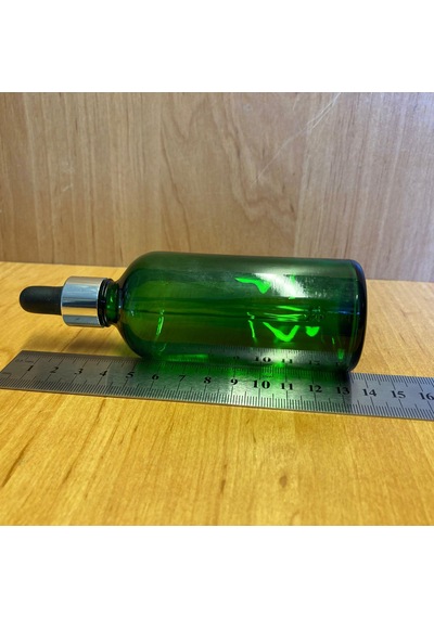 100ml Yeşil Cam Damlalıklı Şişe , Gümüş Metal Kapak , 100 Cc Yeşi