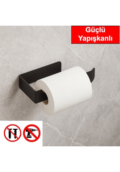 Güçlü Yapışkanlı Plastik Tuvalet Kağıdı Askısı, Tuvalet Kağıdı Askılığı, Wc Kağıdı Askılık Siyah Diğer