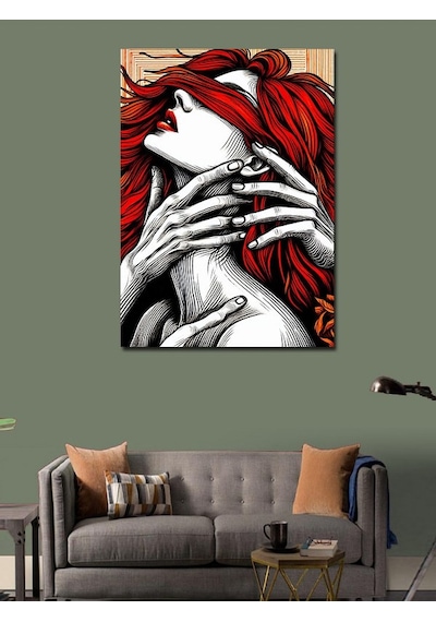 Kanvas Tablo Kırmızı Saçlı Kadın Figürü 100cmx140cm