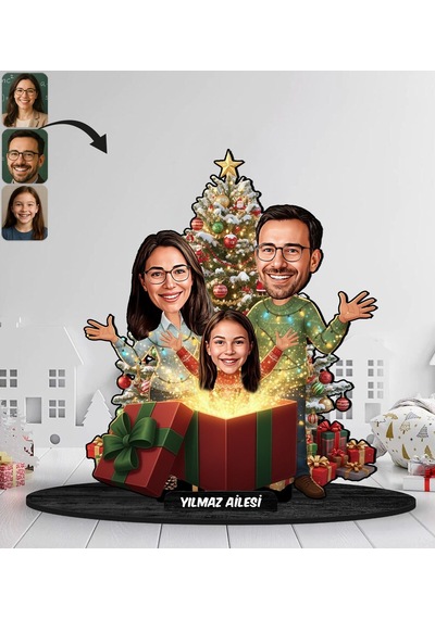 Bk Gift Kişiye Özel Aile Yılbaşı Tasarımlı Karikatür Biblo -4, Yılbaşı Hediyesi, Yeni Yıl Hediyesi