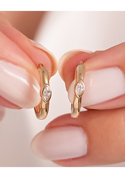 Debora Jewelry 14 Ayar Altın Beyaz Zirkon Taşlı Küpe