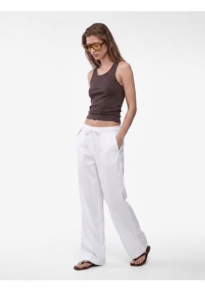 Koton Pamuklu Kaşkorse Slim Fit U Yaka Fitilli Atlet Kahverengi 6sak10387ek Kahve