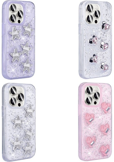 Apple Uyumlu iPhone 15 Pro Max Kılıf Airbagli Simli Arka Yüzey Zore Işıltı Silikon Kapak Pembe