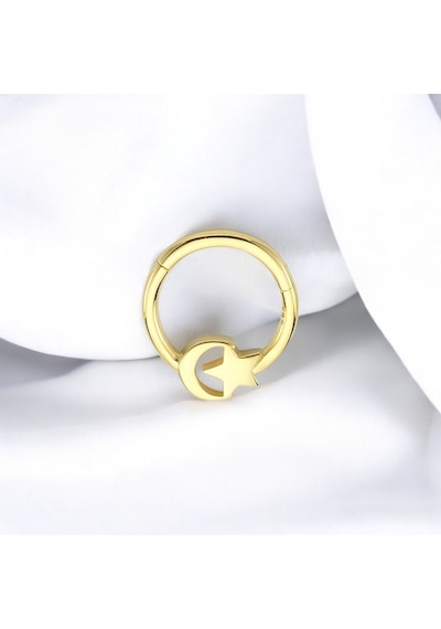 Glorria Altın Ay Yıldız Halka Helix Piercing Altın