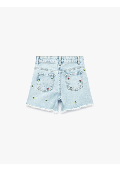 Koton Çiçekli Nakış Detaylı Cepli Püsküllü Denim Şort Lıght Indıgo 6skg40119ad Açık Mavi Koton Çiçekli Nakış Detaylı Cepli Püsküllü Denim Şort Lıght Indıgo 6skg40119ad Açık Mavi