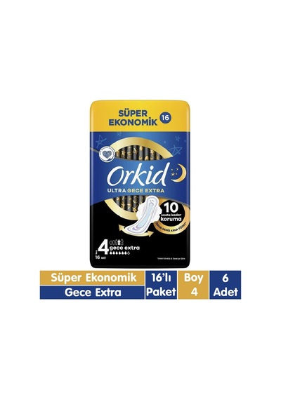 Orkid Ultra Gece Extra Ped 6 x 16'lı