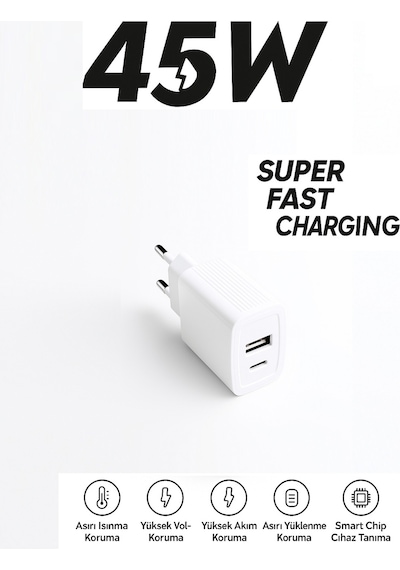 Çoklu Port 45w Ultra Hızlı Şarj Adaptörü Apple Uyumlu iPad  Pro 12.9 Inç Qc 3.0 + Pd