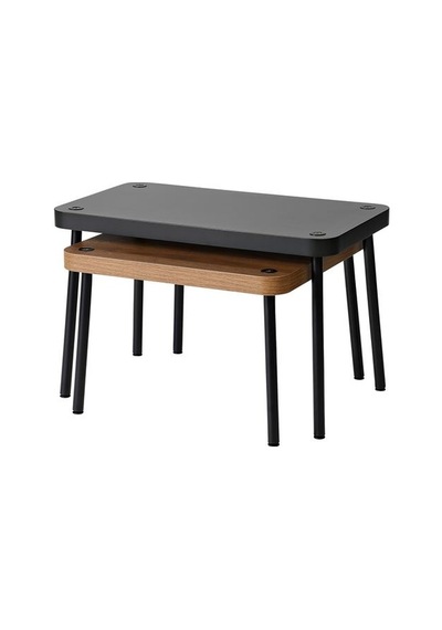 Ikea Sonhult Sehpa Seti, Gri-ceviz Görünüm, 2 Parça
