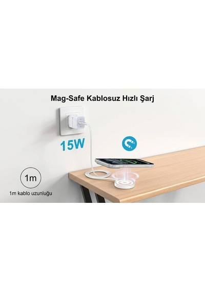 Aw24 2in1 Şeffaf Magsafe İle Uyumlu Kablosuz Şarj Cihazı Usb-a/type-c Çift Giriş, 15w Hızlı Manyetik Şarj - 1