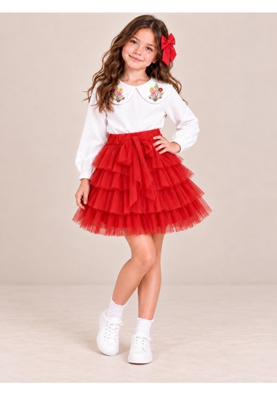 Kokoş Bebe Çiçek Yakalı Bluz Tüllü Etek Tokalı Kız Çocuk Takım - 5/12 Yaş - 31929 Kırmızı Kokoş Bebe Çiçek Yakalı Bluz Tüllü Etek Tokalı Kız Çocuk Takım - 5/12 Yaş - 31929 Kırmızı