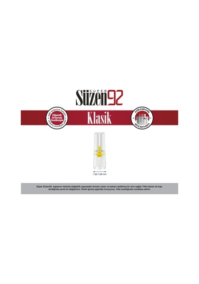 Süzen92 Sigara Ağızlığı Filtresi Regular - Klasik 3'lü Set