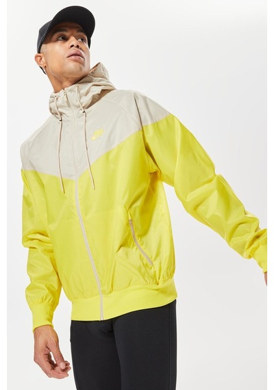 Nike Windrunner Full Zip Jacket Kapüşonlu Erkek Ceket Rüzgarlık Sarı Krem Sarı
