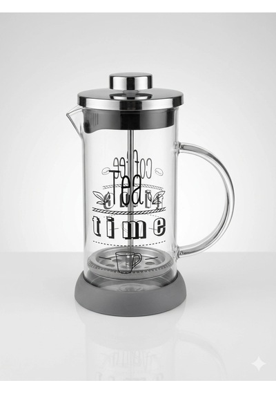 Tasarım French Press - Filtre Kahve Ve Bitki Çayı Demliği 350 Ml Gri Çok Renkli