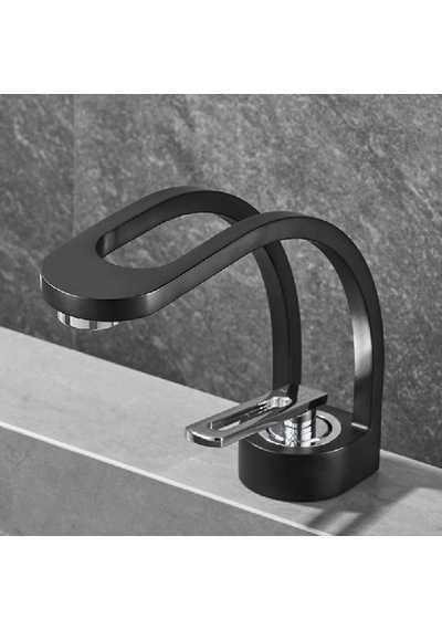 Şelale Banyo Lavabo Bataryası Mat Krom - Siyah