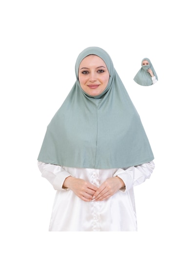 Modish Group Hazır Başörtüsü Pratik İslami Giyim Penye Peçeli Türban Namaz İçin Yumuşak Eşarp Açık Yeşil