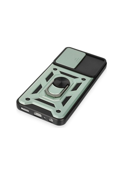 Uray Store Samsung Galaxy Uyumlu  M14 5g Kılıf Pars Lens Yüzüklü Silikon - Yeşil