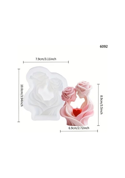 Yy6092 Gül Tasarımlı Sevgililer Mum-biblo Silikon Kalıp