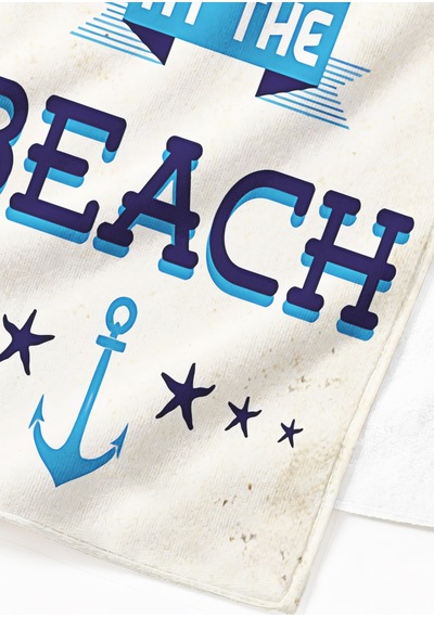 Denizci Çapalı Marine Plaj Havlusu - Mavi Krem Tipografik Nautical Hızlı Kuruyan Mikrofiber Havlu Donuk Bahçe