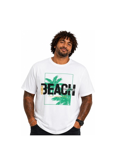 Moc Grande Mocgrande Erkek Büyük Beden Sıfır Yaka Tişört Beach 26141 Beyaz