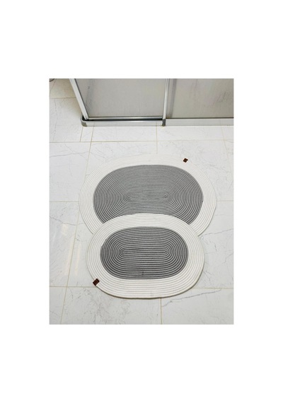 Jüt,hasır,2 Li,banyo Paspas Takımı,bohem Tarzı Banyo Takımı,iskandinav Paspas Gri Beyaz Gri Beyaz