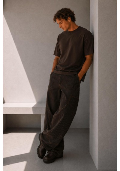 Alexandergardi Oversize Bisiklet Yaka T-shirt Kaverengi