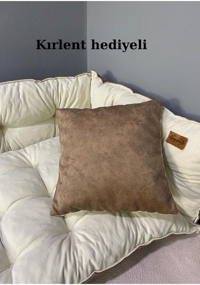 Yer Minderi Çift Taraflı Köşe Minder Renkli Minder Kahverengi