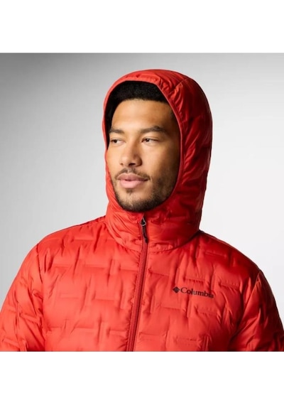 Columbia Delta Ridge Down Hooded Erkek Kaz Tüyü Mont Kırmızı