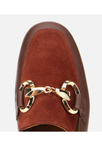 Hotiç Kadın Süet Deri Acı Kahverengi Tokalı Klasik Loafer