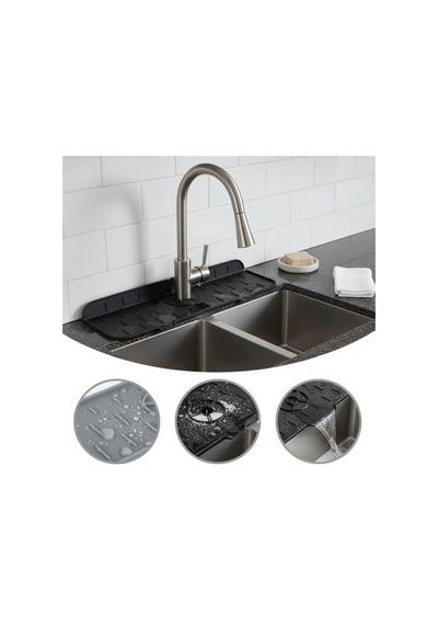 Deconox Silikon Musluk Matı Ve Lavabo Sıçrama Önleyici Mutfak Ve Banyo İçin Su Tahliyeli Tezgah Ko Sku: Smgstk73741e0f21