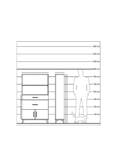 Arges Dolap 2 Raflı 2 Çekmeceli 2 Kapaklı 88x30x163 Aytaşı-antrasit Aytası