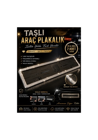 Taşlı Simli Lüx Plakalık 2adet Ön-arka
