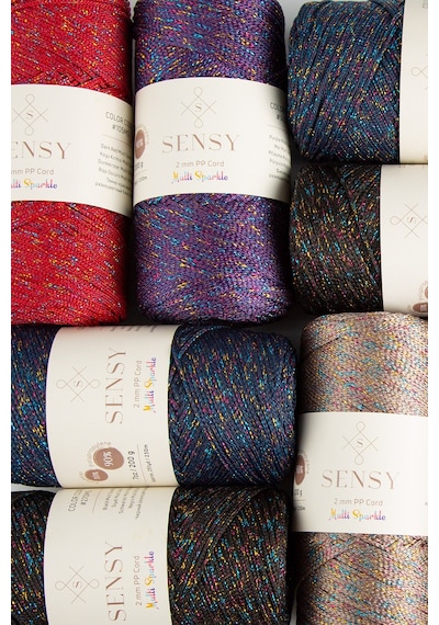 Sensy Multi Sparkle Simli 200 Gr Polyester Makrome Ipi Lacivert 2 Mm-230 M Çanta İpliği