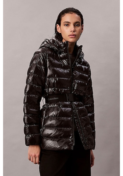 Calvin Klein Kadın Belted Lightweight Puffer Mont - Siyah Black