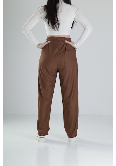 Cocopelli Kahverengi Fitilli Kumas Pantolon Coc2165 Kahverengi