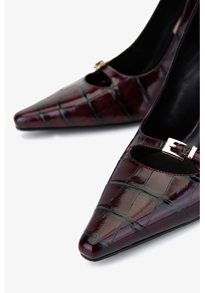 Valmenti Kadın Hakiki Deri Bordo Stiletto Ayakkabı 1138 4930 Bn Ayk Sk25-26 Bordo Kroko Bordo