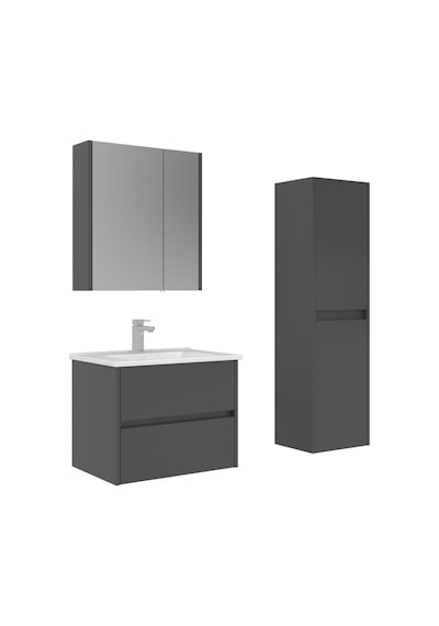 Orka Arno 65 Cm Parlak Antrasit Çekmeceli Banyo Dolabı Takımı Ve Boy Dolabı Antrasit Orka Arno 65 Cm Parlak Antrasit Çekmeceli Banyo Dolabı Takımı Ve Boy Dolabı Antrasit