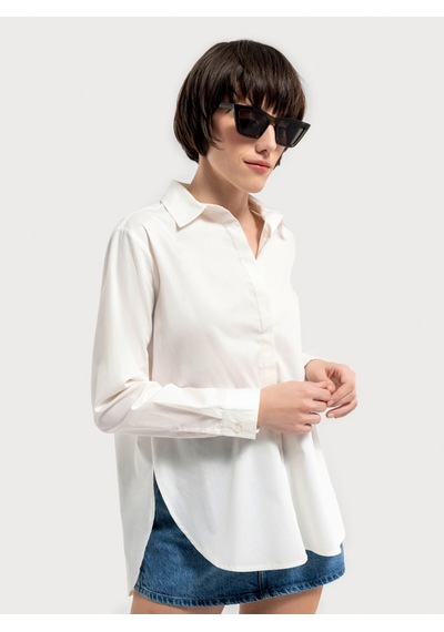 Loose Fit Kadın Gömlek U.kol Beyaz