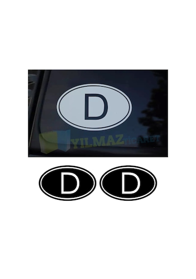 Almanya D Deutschland Oto Sticker Etiket Oval Yapıştırma 2 Adet 13 X 8 Cm